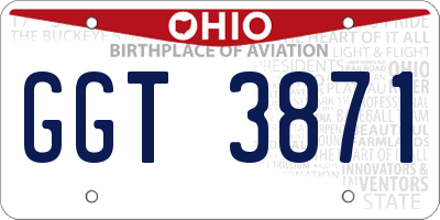 OH license plate GGT3871
