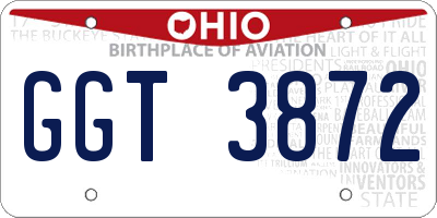 OH license plate GGT3872