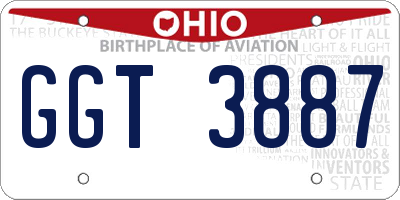 OH license plate GGT3887