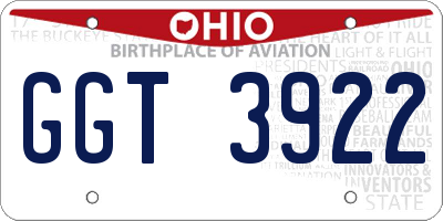 OH license plate GGT3922