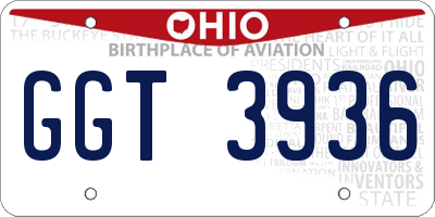 OH license plate GGT3936
