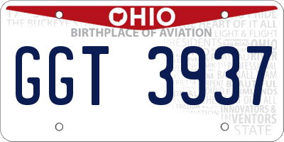 OH license plate GGT3937