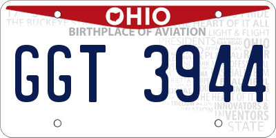 OH license plate GGT3944