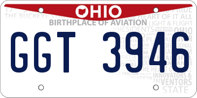 OH license plate GGT3946