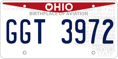 OH license plate GGT3972
