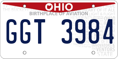 OH license plate GGT3984