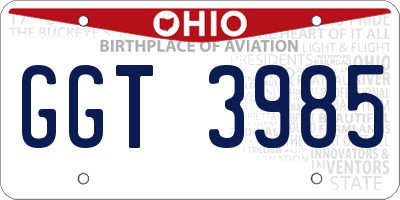 OH license plate GGT3985
