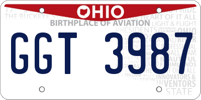 OH license plate GGT3987