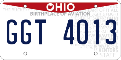 OH license plate GGT4013