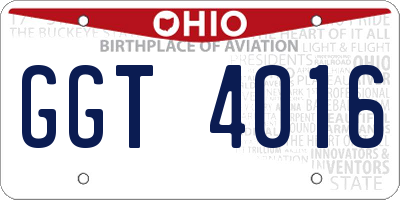 OH license plate GGT4016