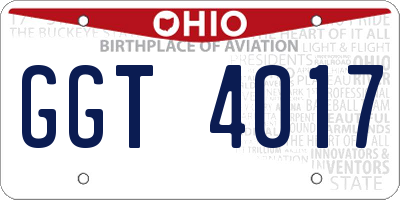 OH license plate GGT4017