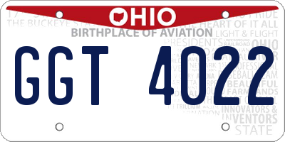 OH license plate GGT4022