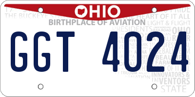 OH license plate GGT4024