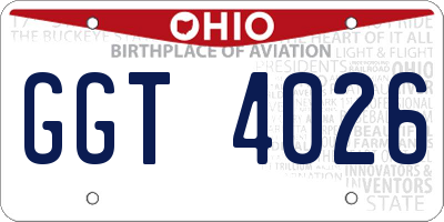 OH license plate GGT4026