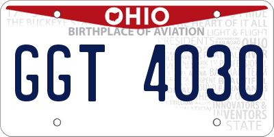 OH license plate GGT4030