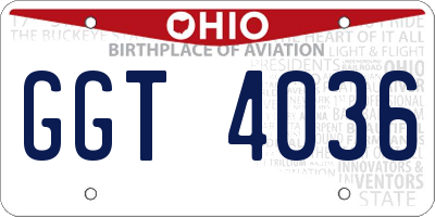 OH license plate GGT4036