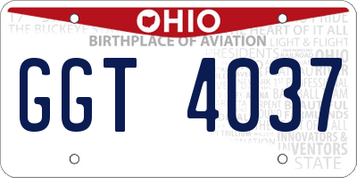OH license plate GGT4037