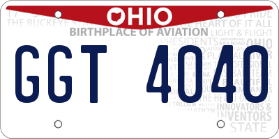 OH license plate GGT4040