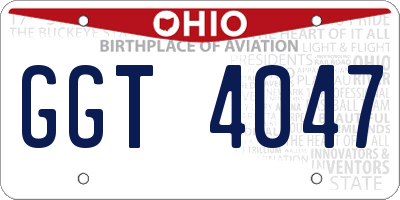 OH license plate GGT4047