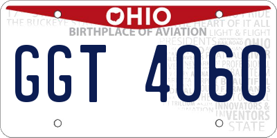 OH license plate GGT4060