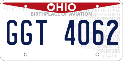 OH license plate GGT4062