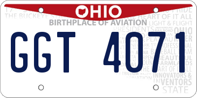 OH license plate GGT4071
