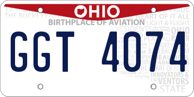 OH license plate GGT4074