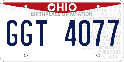 OH license plate GGT4077