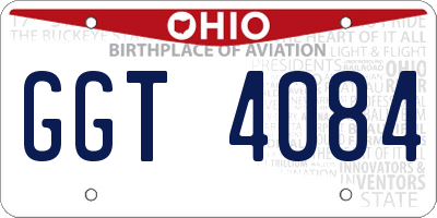 OH license plate GGT4084
