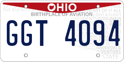 OH license plate GGT4094