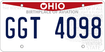 OH license plate GGT4098