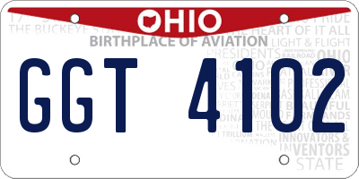 OH license plate GGT4102