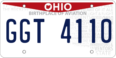 OH license plate GGT4110