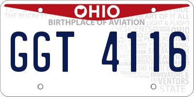 OH license plate GGT4116