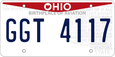 OH license plate GGT4117