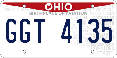 OH license plate GGT4135