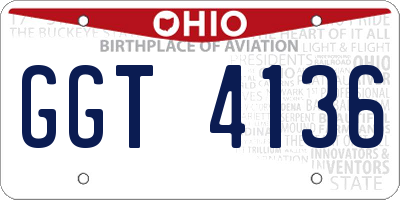 OH license plate GGT4136