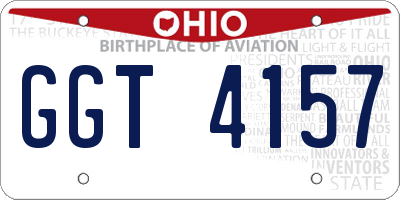 OH license plate GGT4157