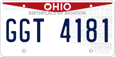 OH license plate GGT4181