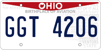 OH license plate GGT4206