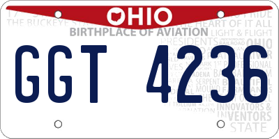 OH license plate GGT4236