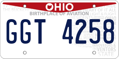 OH license plate GGT4258