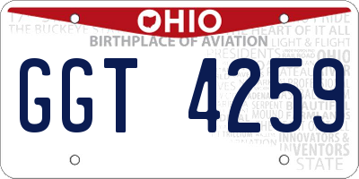 OH license plate GGT4259