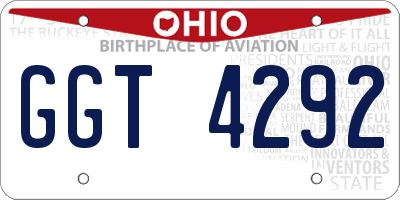 OH license plate GGT4292
