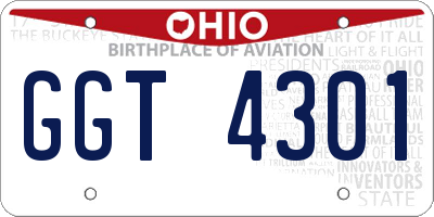 OH license plate GGT4301