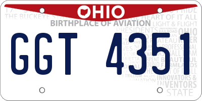 OH license plate GGT4351
