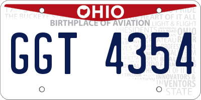 OH license plate GGT4354