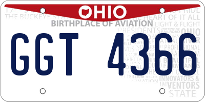 OH license plate GGT4366