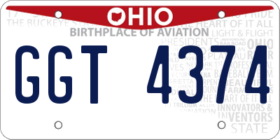 OH license plate GGT4374