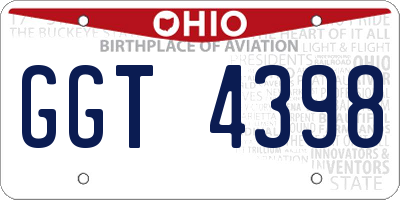 OH license plate GGT4398